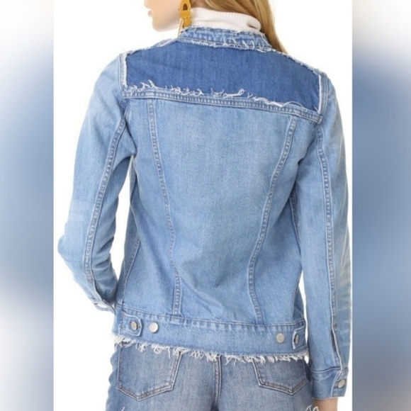 Madewell Thunder Cloud Distressed Collarless Denim Jacket XS - Picture 2 of 8